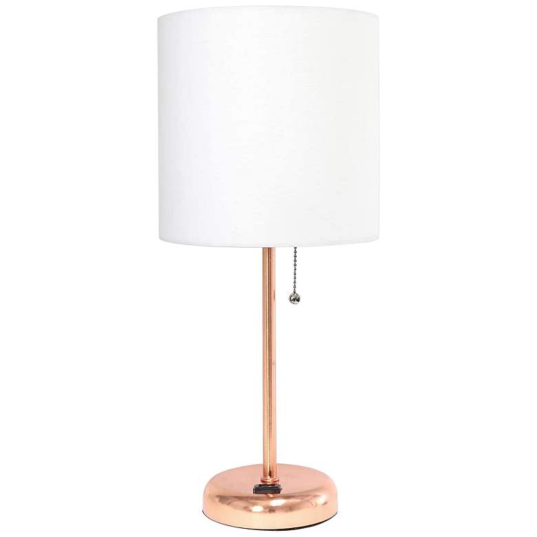 Image 2 All The Rages Oslo 19 1/2 inch Modern Rose Gold USB Accent Table Lamp