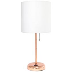 All The Rages Oslo 19 1/2&quot; Modern Rose Gold USB Accent Table Lamp