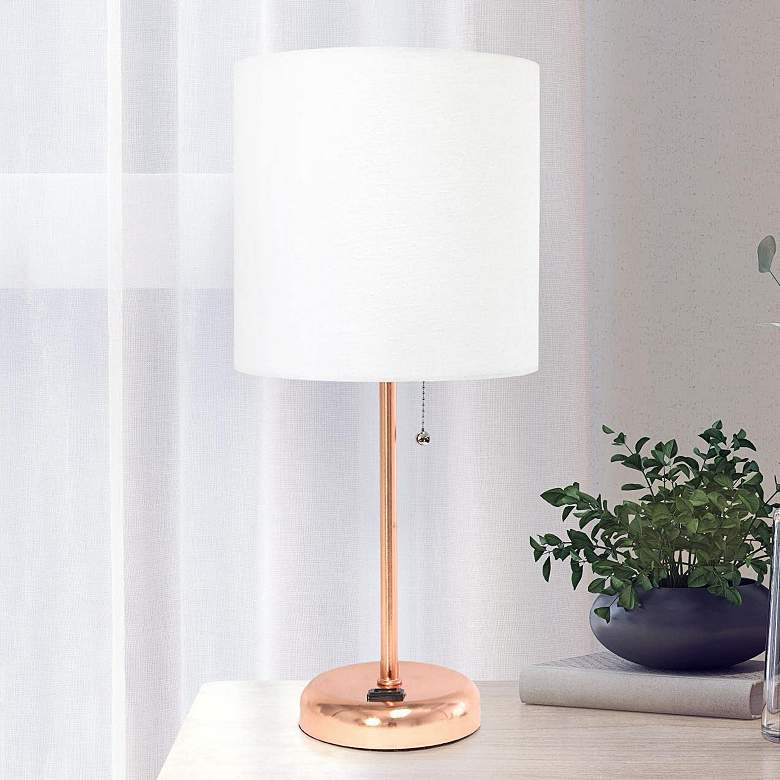 Image 1 All The Rages Oslo 19 1/2" Modern Rose Gold USB Accent Table Lamp