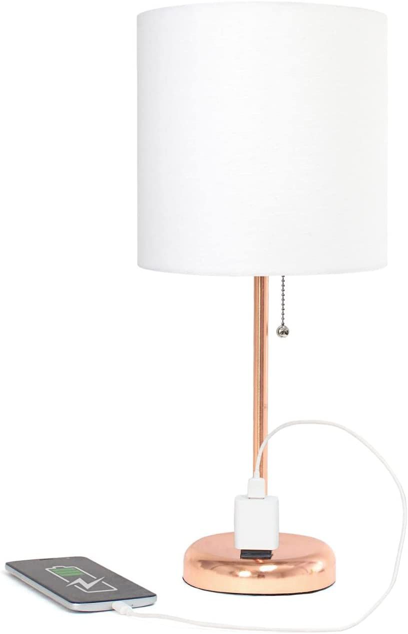 All The Rages Oslo 19 1/2" Modern Rose Gold USB Accent Table Lamp