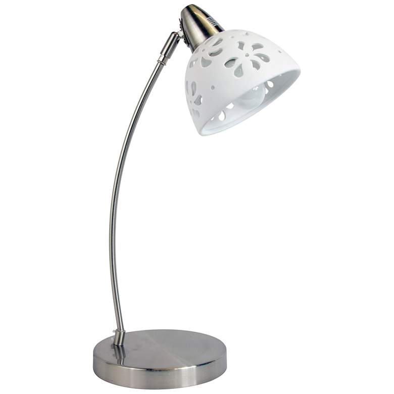 Image 3 All the Rages Simple Designs 20 1/4" Nickel and Porcelain Desk Lamp