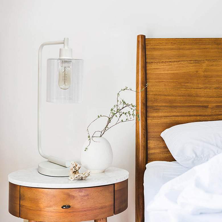 Image 4 All the Rages Simple Designs Bronson 18 3/4" White Lantern Desk Lamp more views