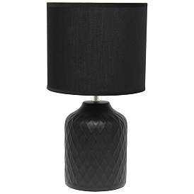 Image1 of All The Rages Touch of Chevron 17 1/4" High Black Ceramic Table Lamp
