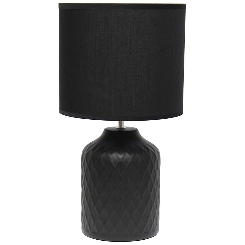 Image 1 All The Rages Touch of Chevron 17 1/4" High Black Ceramic Table Lamp