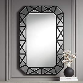 Image1 of Allamande Matte Black 26" x 40" Rectangular Wall Mirror