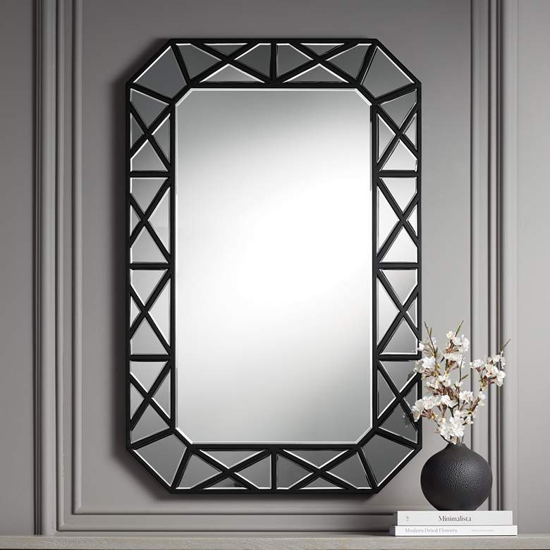Image 1 Allamande Matte Black 26 inch x 40 inch Rectangular Wall Mirror