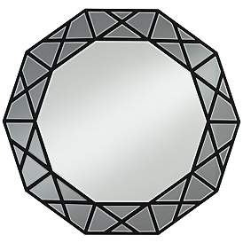 Image2 of Allamande Matte Black 32" x 30 1/2" Decagon Wall Mirror
