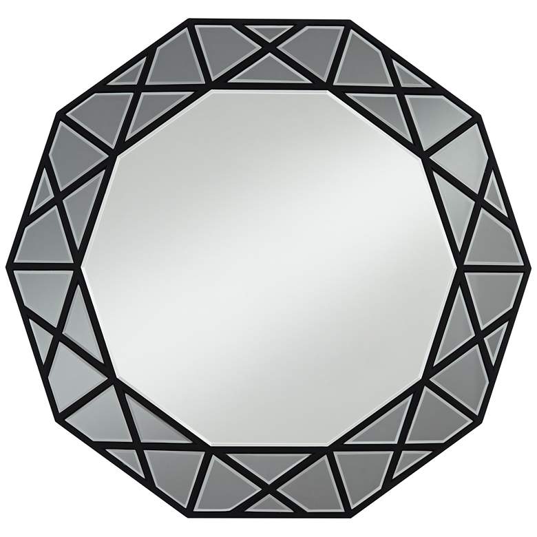 Image 2 Allamande Matte Black 32" x 30 1/2" Decagon Wall Mirror