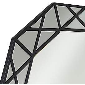Image3 of Allamande Matte Black 32" x 30 1/2" Decagon Wall Mirror more views