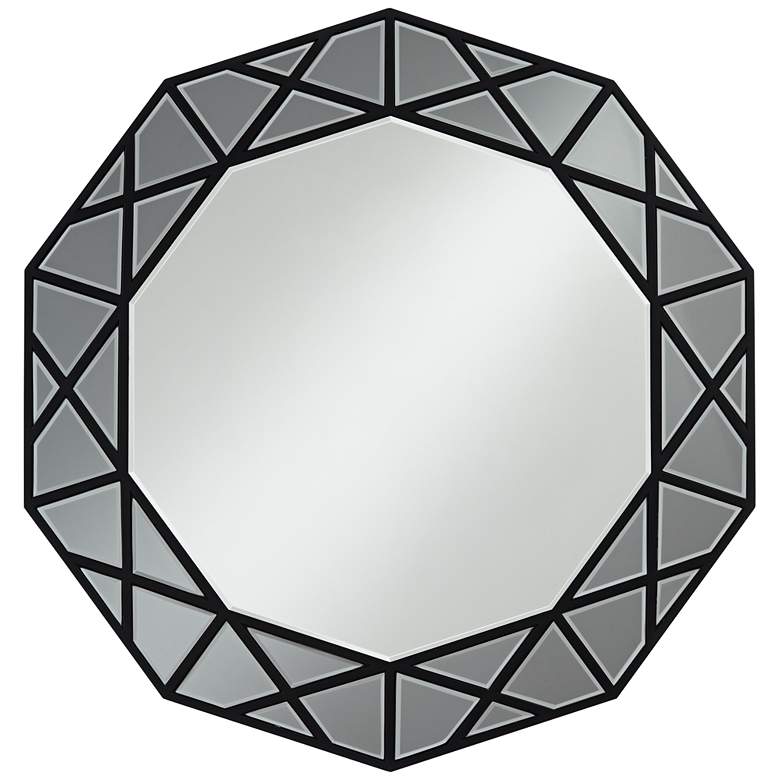Image 5 Allamande Matte Black 32" x 30 1/2" Decagon Wall Mirror more views