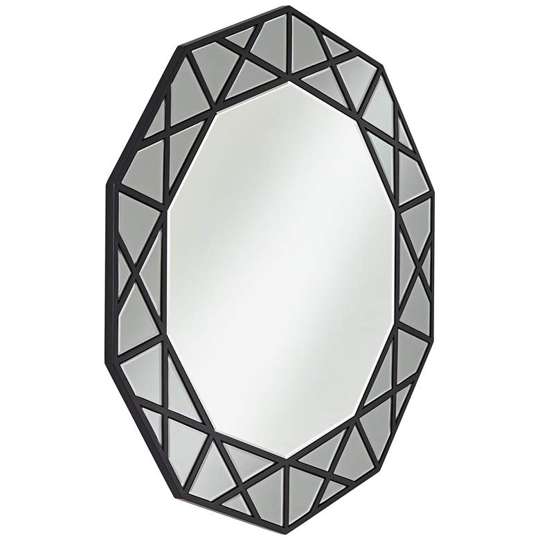 Image 7 Allamande Matte Black 32 inch x 30 1/2 inch Decagon Wall Mirror more views