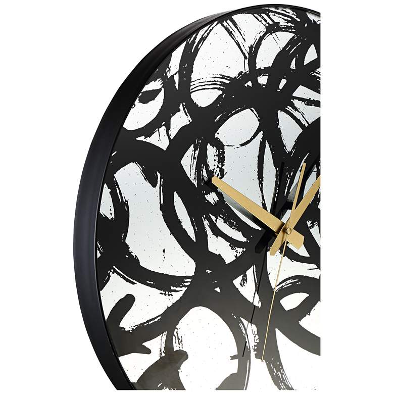 Allana Black Print 17 3/4&quot; Round Mirrored Wall Clock more views