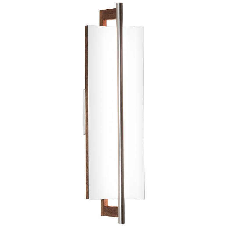 Image 1 Allavo 22"H Aluminum And Walnut 4000K 277V Sconce w/ Black Shade