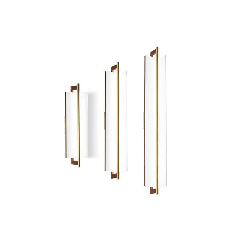 Image 2 Allavo 22"H Brass And Walnut 3000K Soft White 277V Sconce w/ Black Shade more views