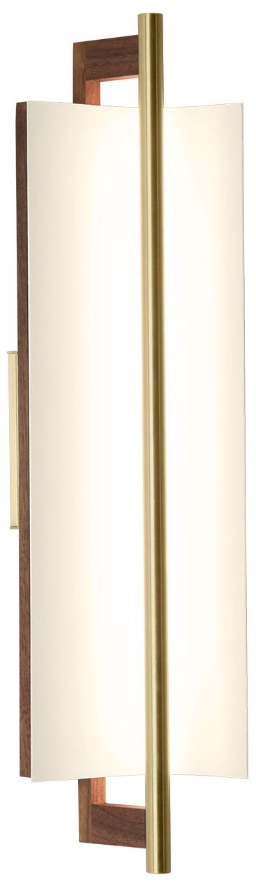 Allavo 22"H Brass &amp; Walnut 4000K Bright White 277V Sconce Made to