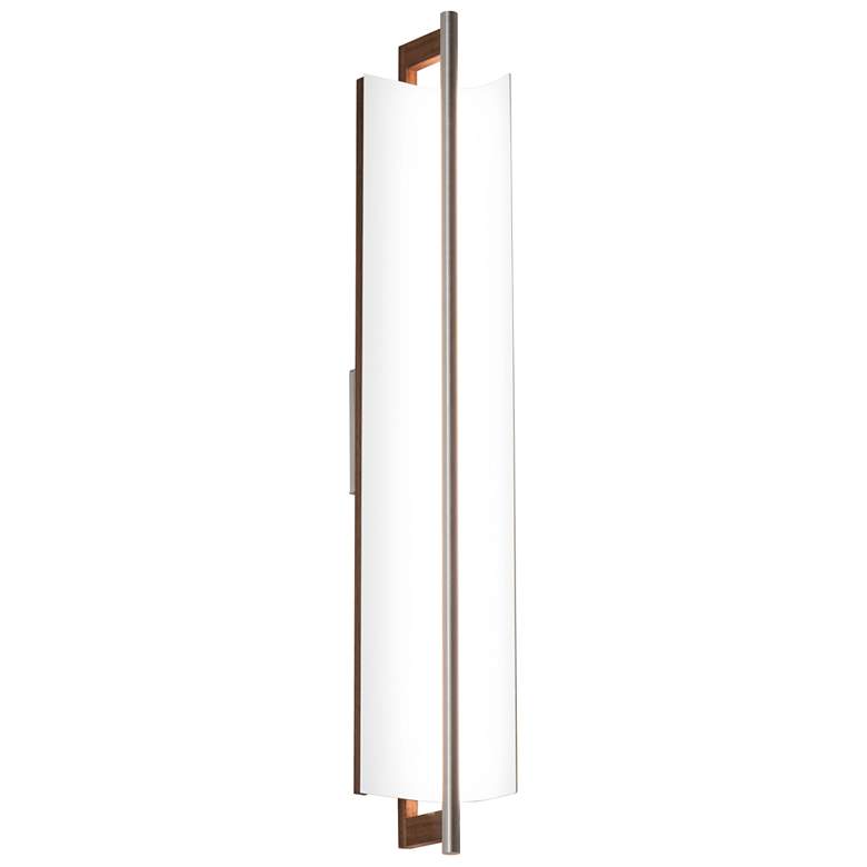 Image 1 Allavo 31"H Brass And White Oak 4000K Bright White 277V White Shade Sconce