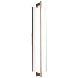 Allavo 31"H Brass And White Oak 4000K Bright White 277V White Shade Sconce