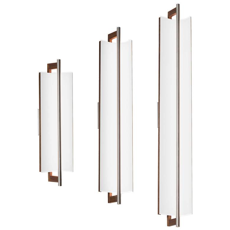 Image 3 Allavo 40"H Aluminum And Walnut 3000K 277V Sconce w/ White Shade more views