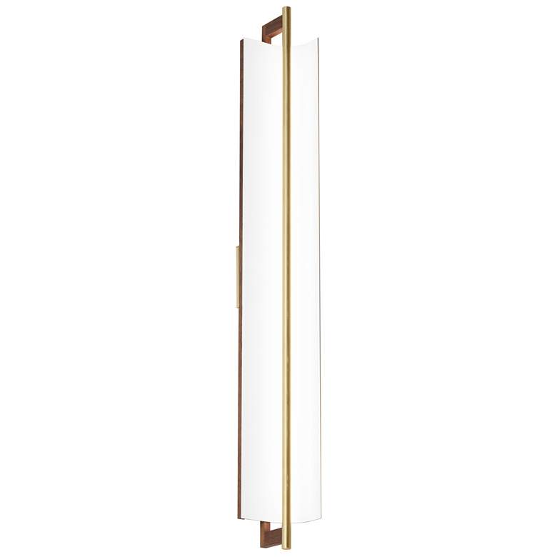 Image 1 Allavo 40"H Brass And Walnut 3000K Soft White 120V Sconce w/ White Shade