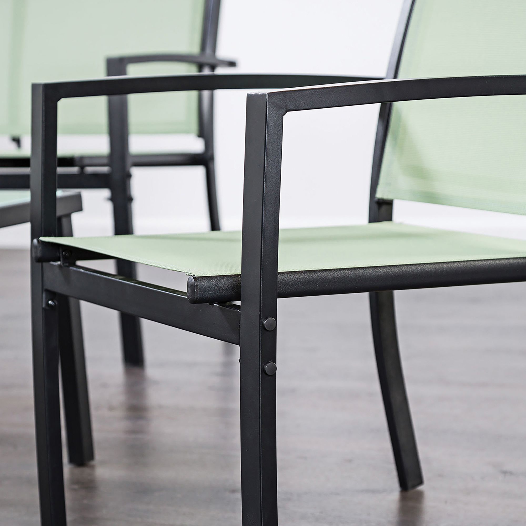 Image 3 Alle Green Glass Top 4-Piece Sling Patio Conversation Set more views