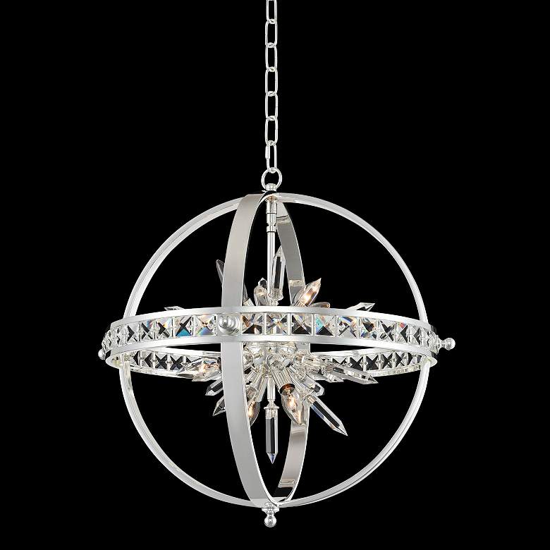 Image 1 Allegri Angelo 23" Wide Polished Silver Crystal Orb Pendant