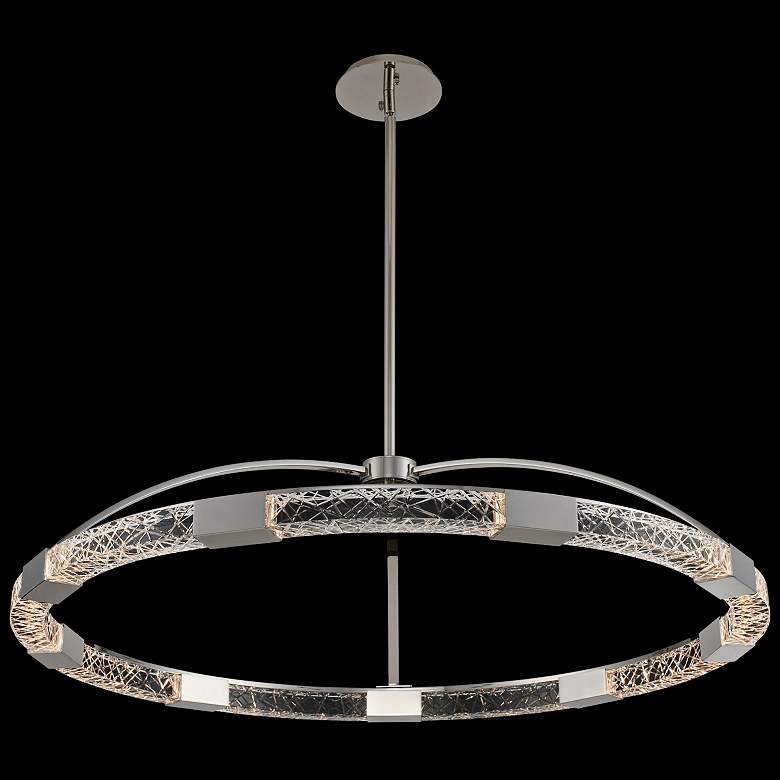 Allegri Athena 43&quot;W Polish Nickel LED Crystal Ring Pendant