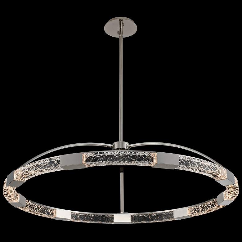 Image 1 Allegri Athena 43"W Polish Nickel LED Crystal Ring Pendant