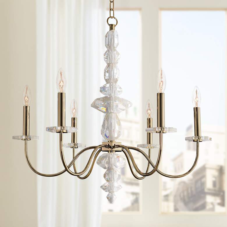 Image 1 Allegri Bolivar 24 inch Wide Champagne Gold 6-Light Chandelier