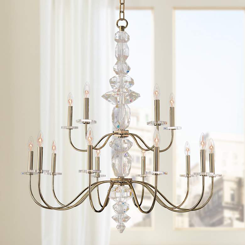 Image 1 Allegri Bolivar 38 inch Wide Champagne Gold 15-Light Chandelier