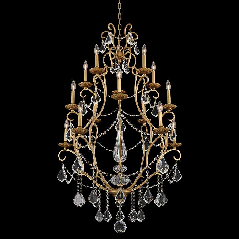Image 1 Allegri Elise 34"W Gold Patina 15-Light 3-Tier Chandelier