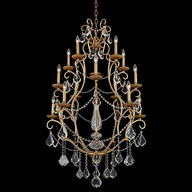 Image 1 Allegri Elise 34 inchW Gold Patina 15-Light 3-Tier Chandelier