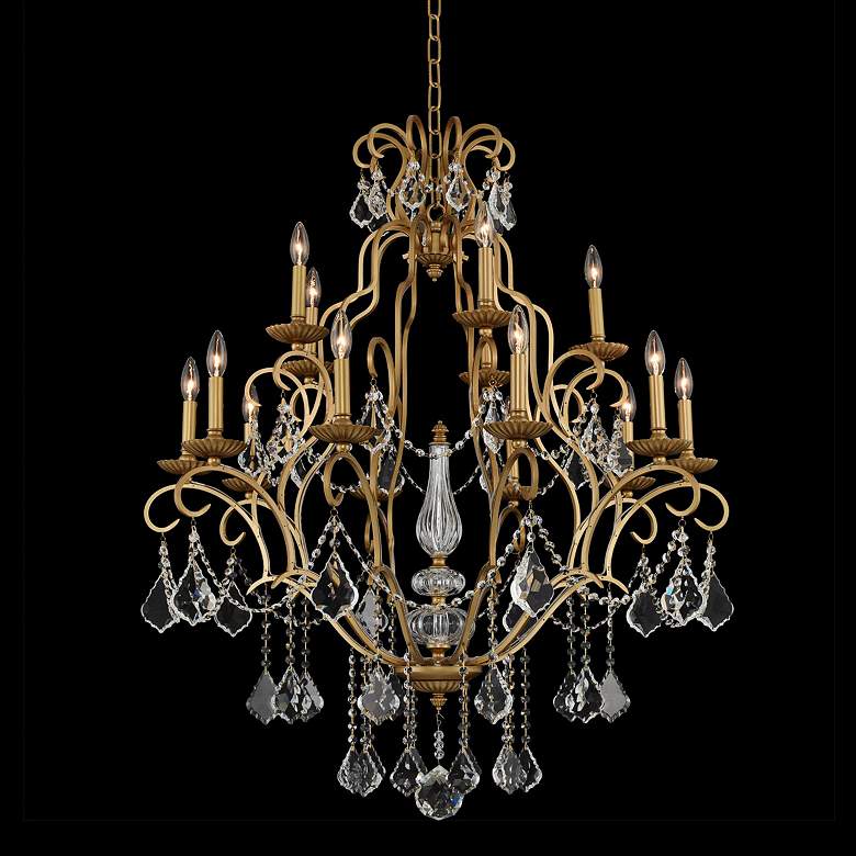 Image 1 Allegri Elise 37"W Gold Patina 15-Light 2-Tier Chandelier
