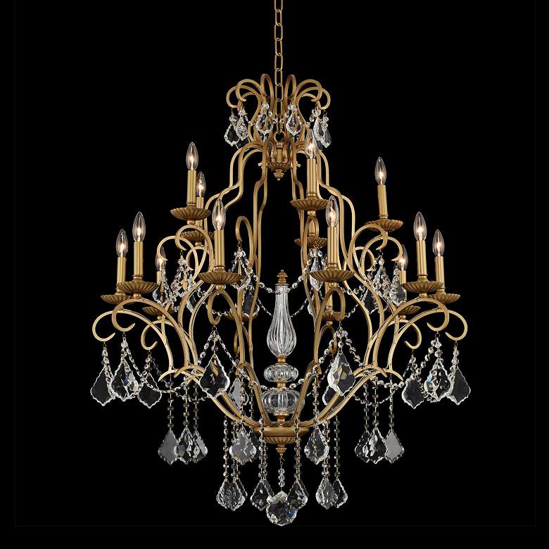 Image 1 Allegri Elise 37 inchW Gold Patina 15-Light 2-Tier Chandelier