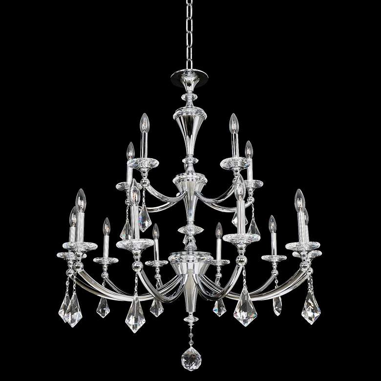 Image 1 Allegri Floridia 37" Wide Chrome 15-Light 2-Tier Chandelier