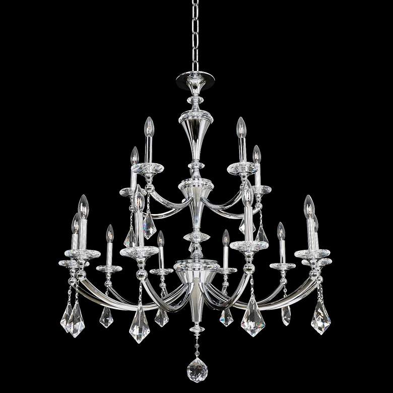 Image 1 Allegri Floridia 37 inch Wide Chrome 15-Light 2-Tier Chandelier