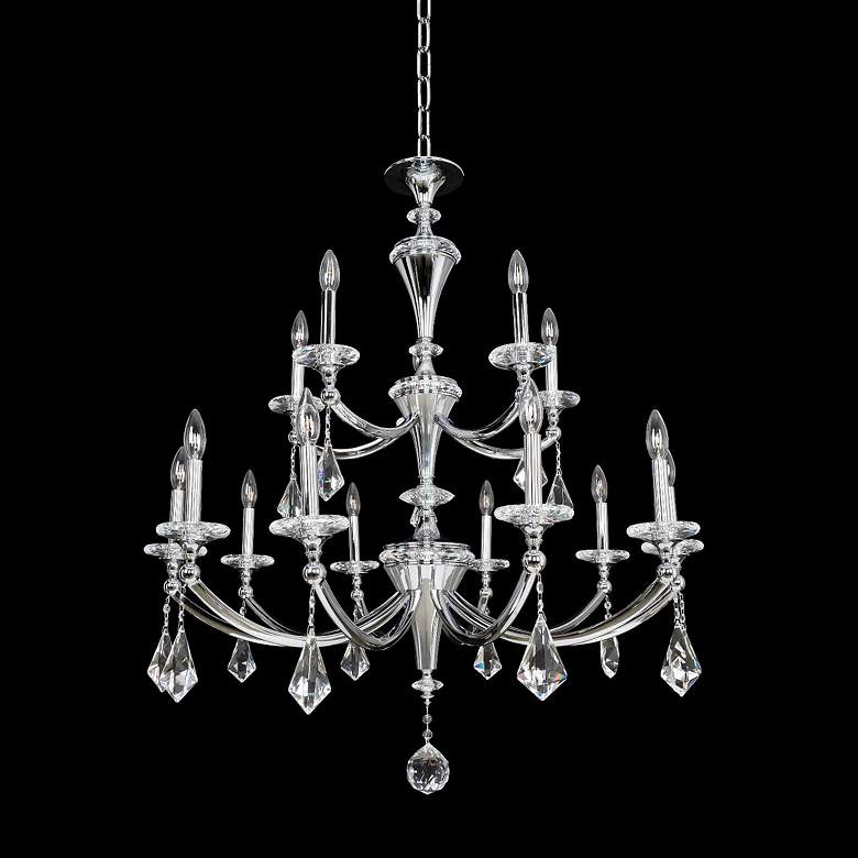 Image 1 Allegri Floridia 37 inch Wide Gold 15-Light 2-Tier Chandelier