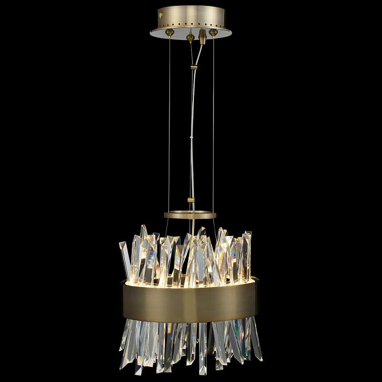 Image 1 Allegri Glacier 10"W Champagne Gold LED Crystal Mini Pendant