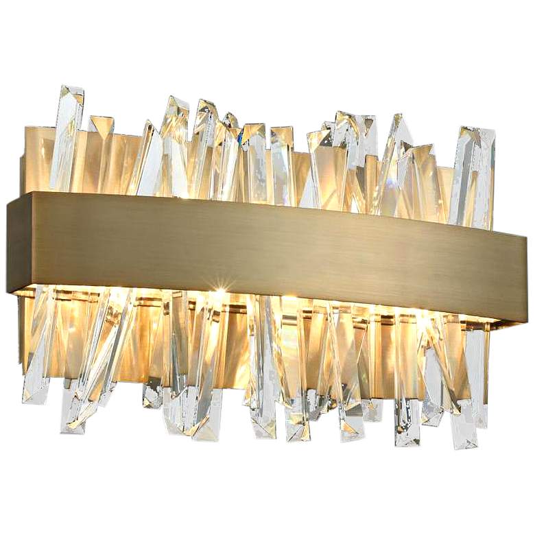 Image 1 Allegri Glacier 12"W Champagne Gold LED Crystal Bath Light