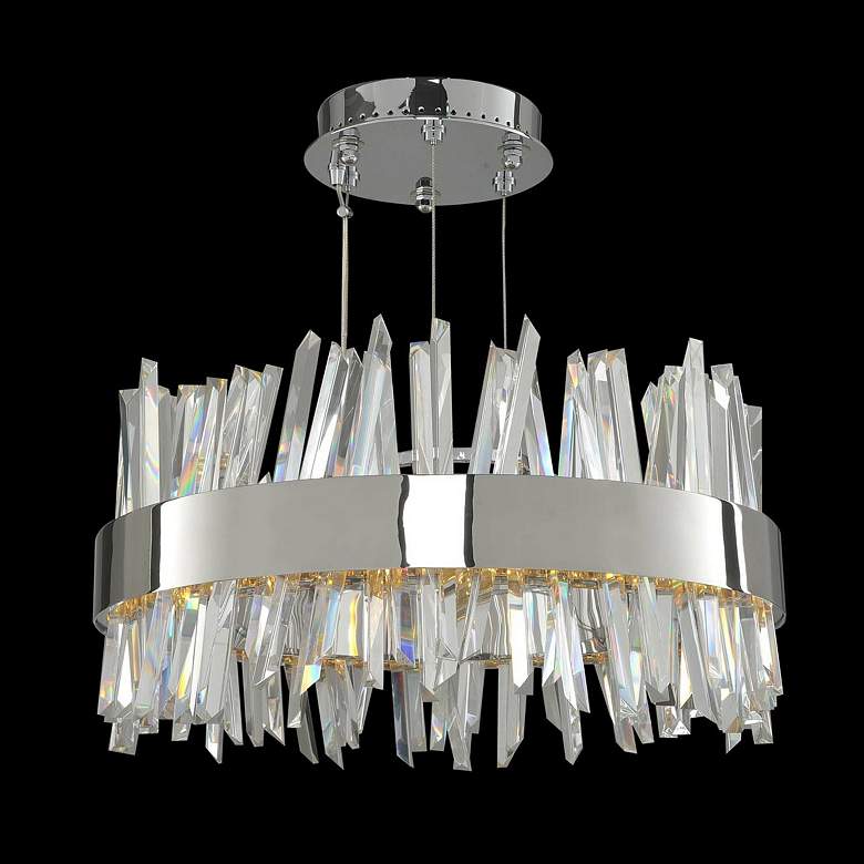 Image 1 Allegri Glacier 20"W Chrome Crystal Round LED Pendant Light