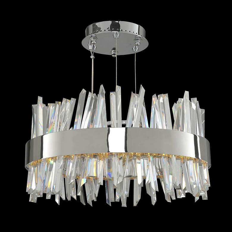 Image 1 Allegri Glacier 20 inchW Chrome Crystal Round LED Pendant Light