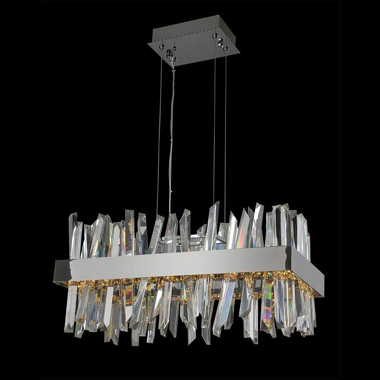 Image 1 Allegri Glacier 26 inchW Chrome Crystal LED Island Pendant Light