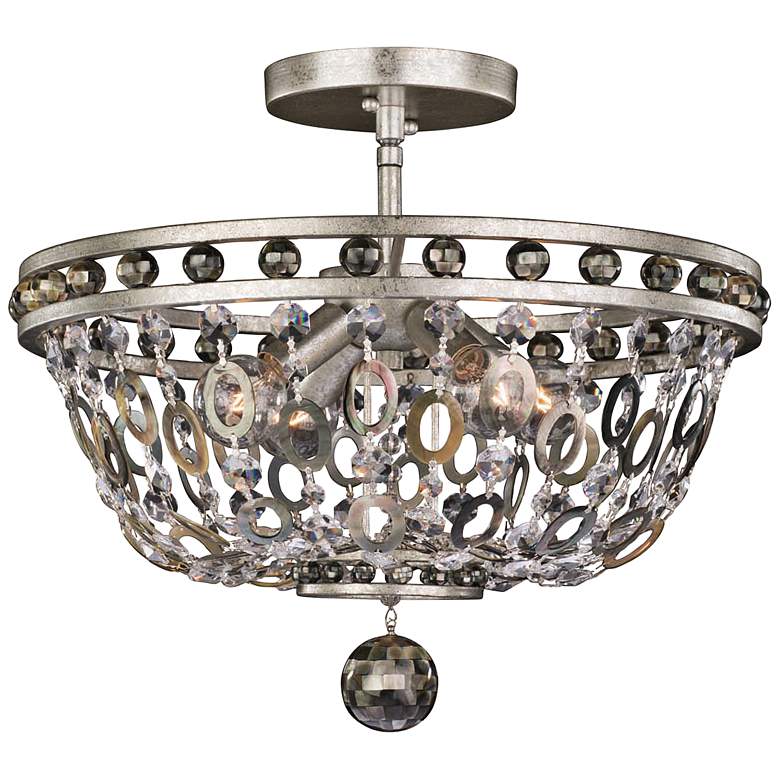 Image 1 Allegri Lucia 17" Wide Vintage Silver 4-Light Ceiling Light