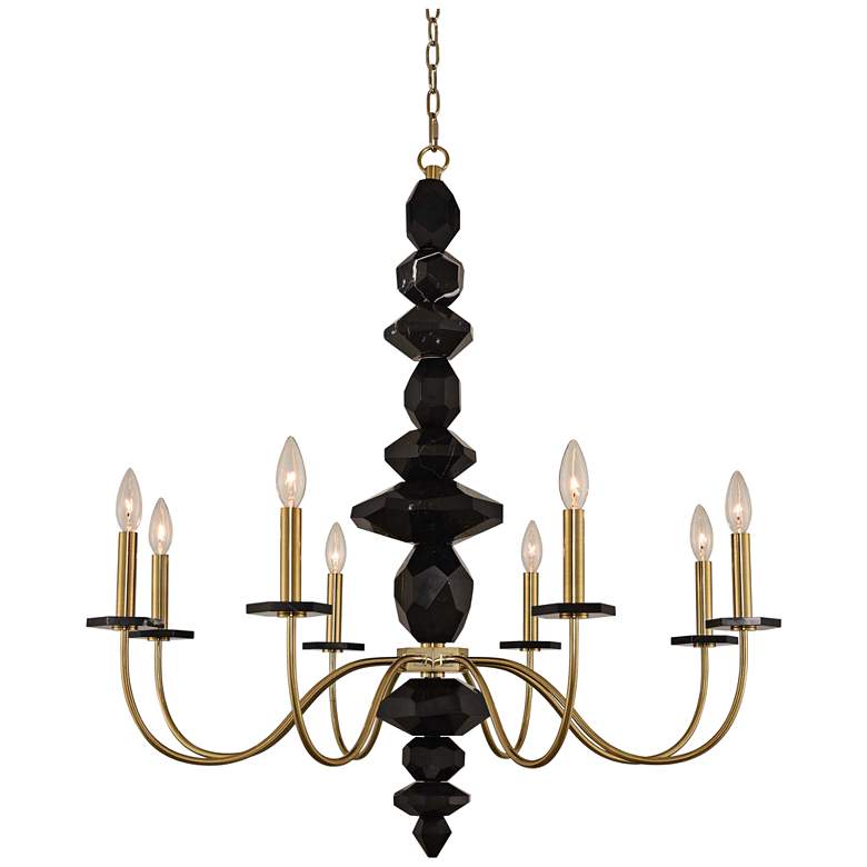 Image 2 Allegri Piedra 34" Wide Brushed Brass 8-Light Chandelier