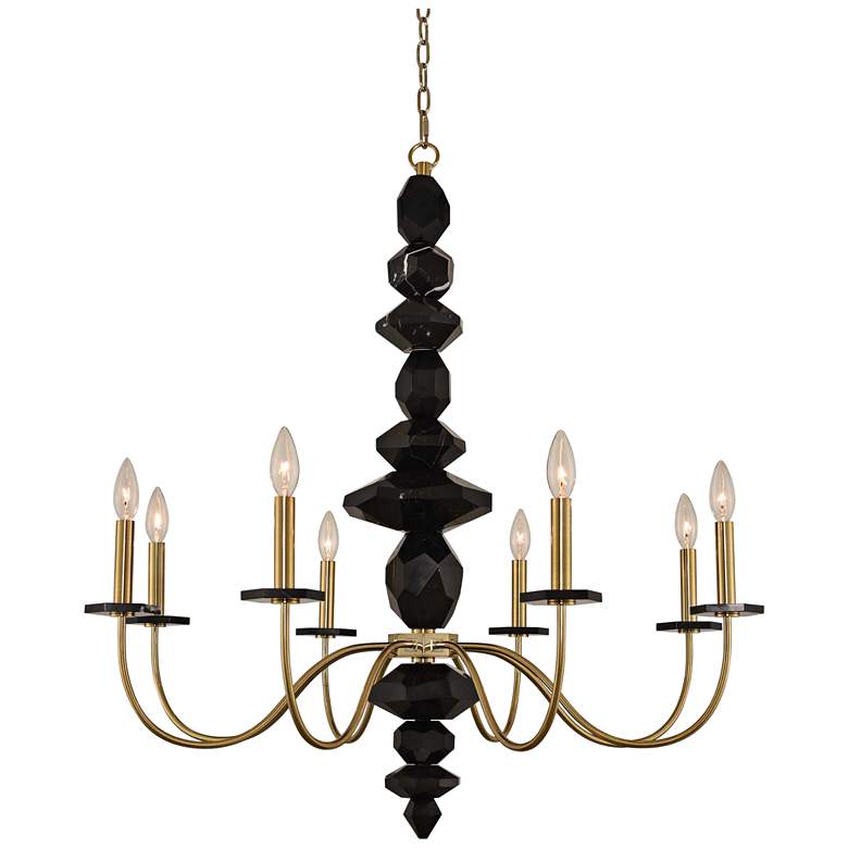 Image 2 Allegri Piedra 34 inch Wide Brushed Brass 8-Light Chandelier