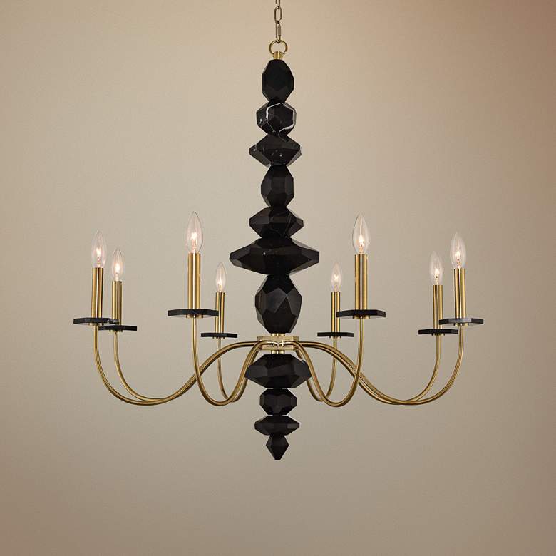 Image 1 Allegri Piedra 34" Wide Brushed Brass 8-Light Chandelier