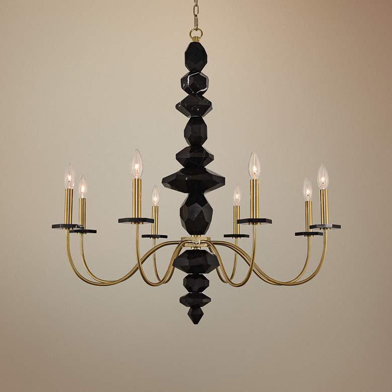 Image 1 Allegri Piedra 34 inch Wide Brushed Brass 8-Light Chandelier