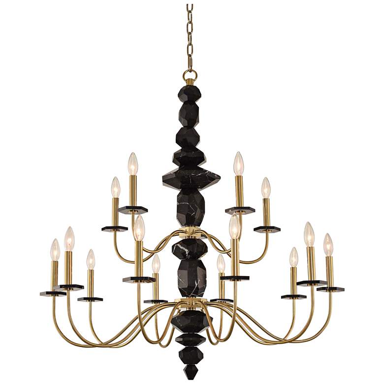 Image 2 Allegri Piedra 38" Wide Brushed Brass 15-Light Chandelier