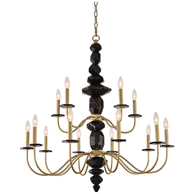 Image 2 Allegri Piedra 38 inch Wide Brushed Brass 15-Light Chandelier