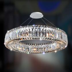 Allegri Rondelle 26" Wide Modern Chrome and Crystal Ring Pendant Light
