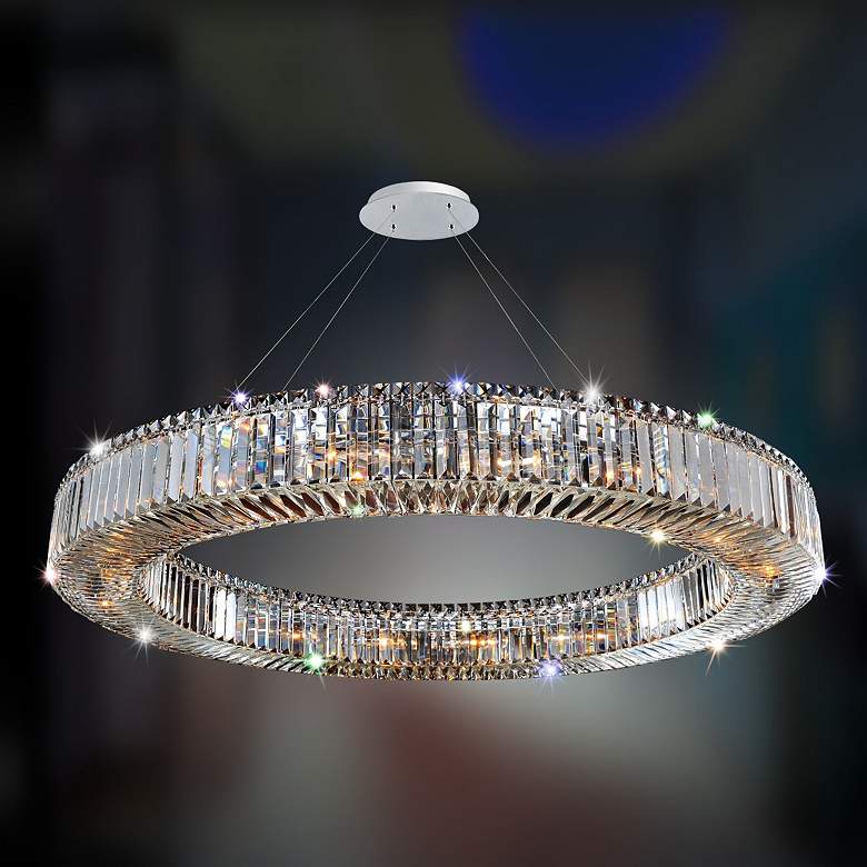 Image 1 Allegri Rondelle 47" Wide Chrome Crystal Ring Pendant Light
